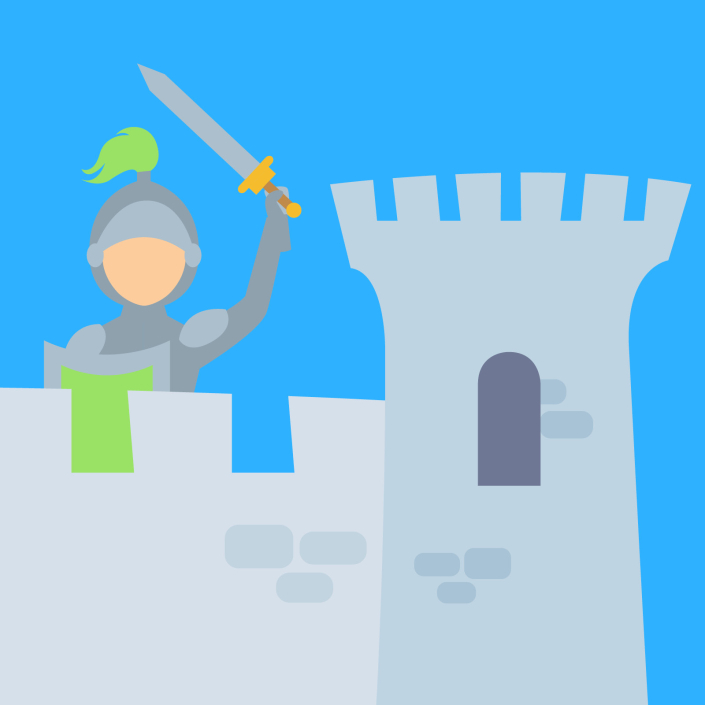 Knight defending a castle
