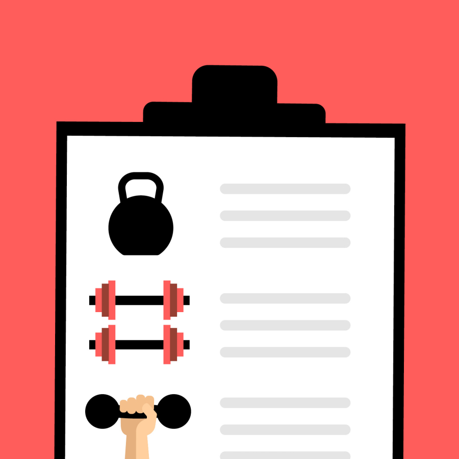 A task list with some fitness symbols on it.