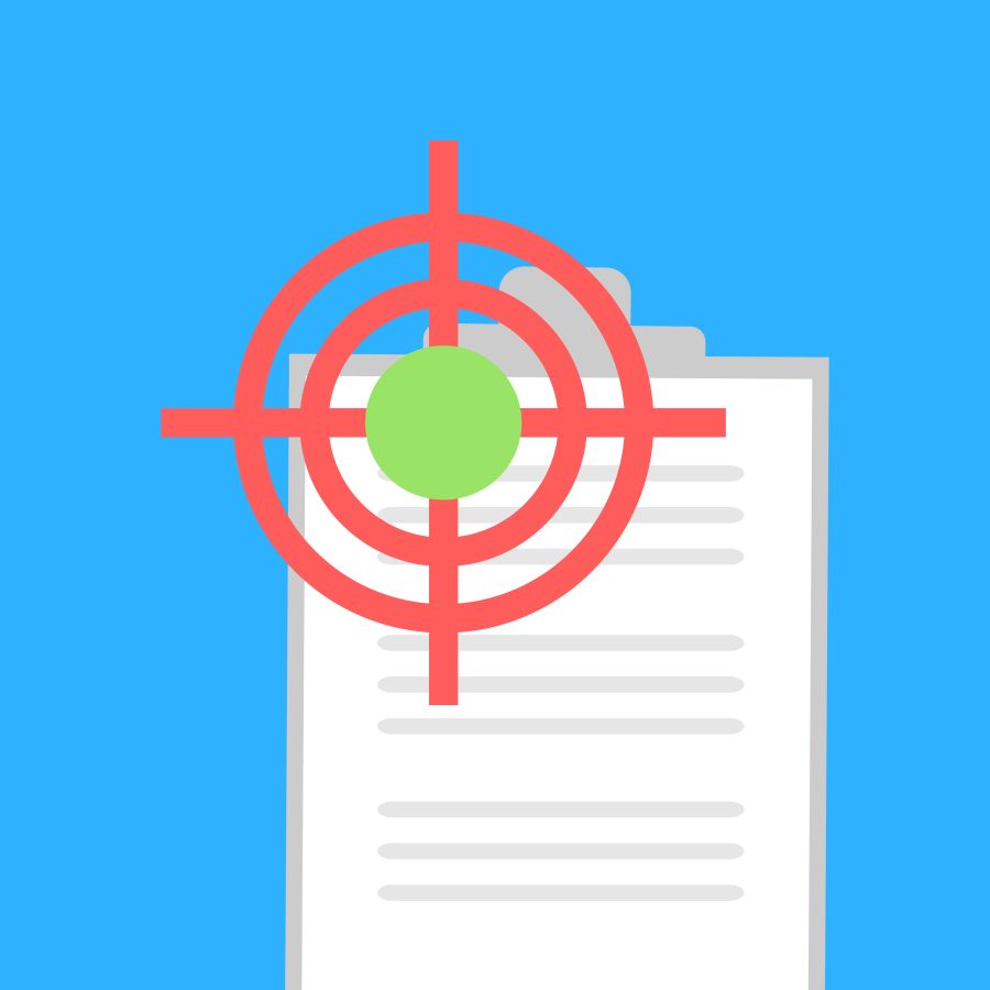 An image of a document and a red target over the top symbolising project scope.
