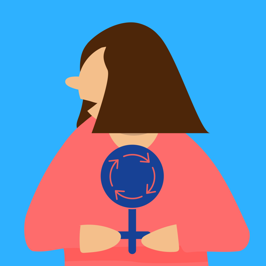 neurodivergent women at work A person holding in their hand a symbol for womanhood and the female cycle.