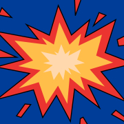 A picture of an explosion on a dark blue background