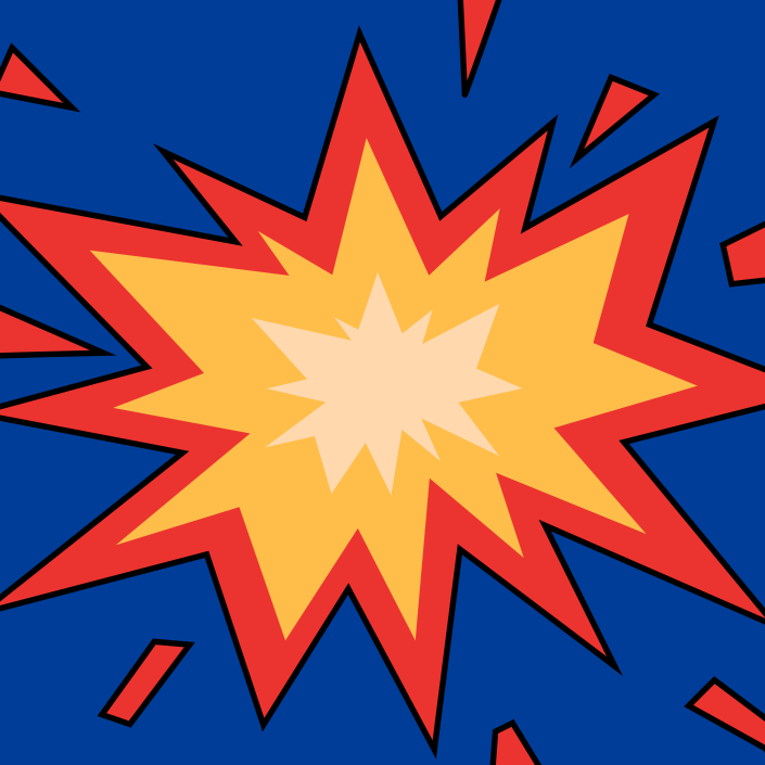 A picture of an explosion on a dark blue background