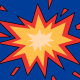A picture of an explosion on a dark blue background