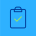 An icon of an agenda with a green tick symbol