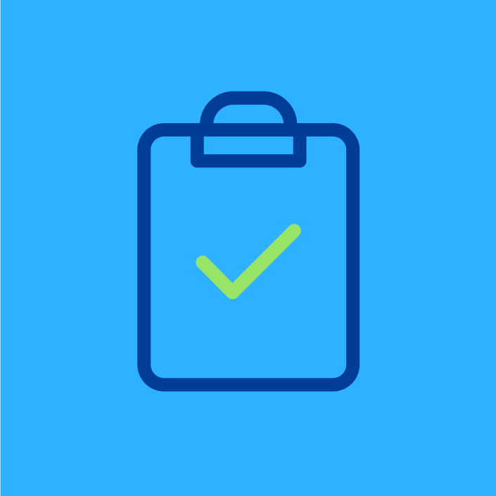 An icon of an agenda with a green tick symbol