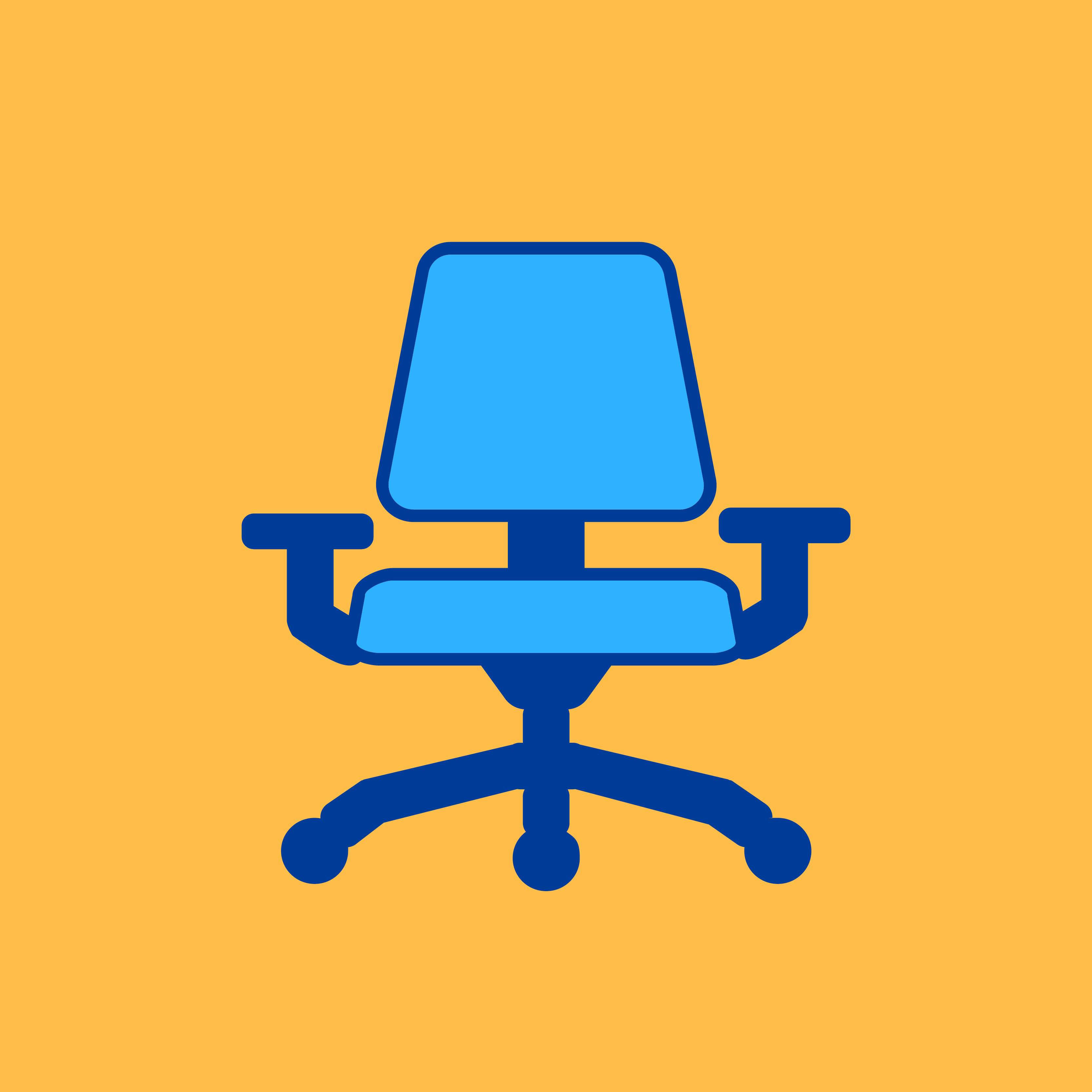 An office chair that illustrates a work environment